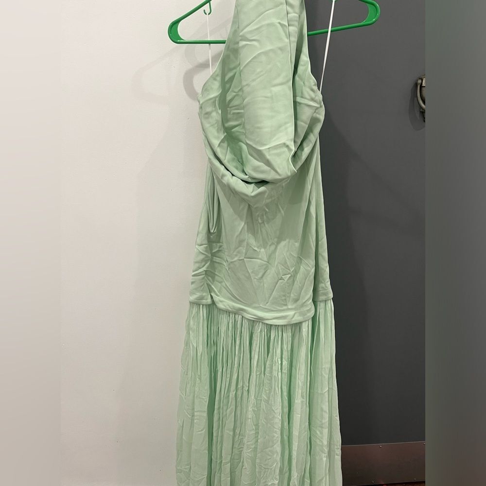 NWT Helsa Maxi Dress Gallery Mint Green Halter Off Shoulder Wedding Guest M - Picture 3 of 12